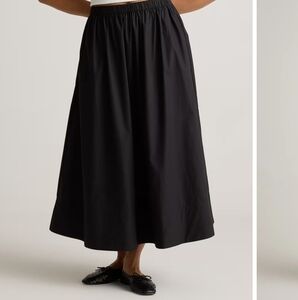 Quince Black Poplin Organic Cotton Maxi Skirt Medium